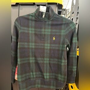 Polo by Ralph Lauren Boys Fleece Black and Green Plaid Zip-Up